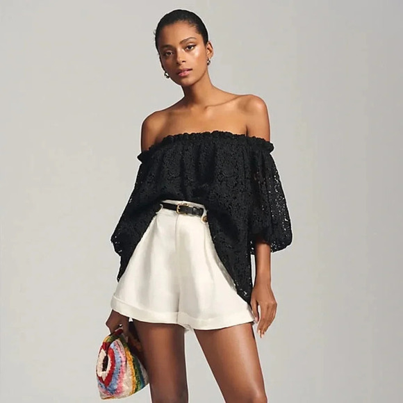 Maeve by Anthropologie Lace Black Top - Picture 1 of 10